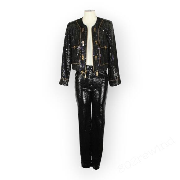 XS/S 80s Vintage Jeanette for St Martin Sequin Zipper Jacket & Pant Kastenberg - Picture 15 of 16
